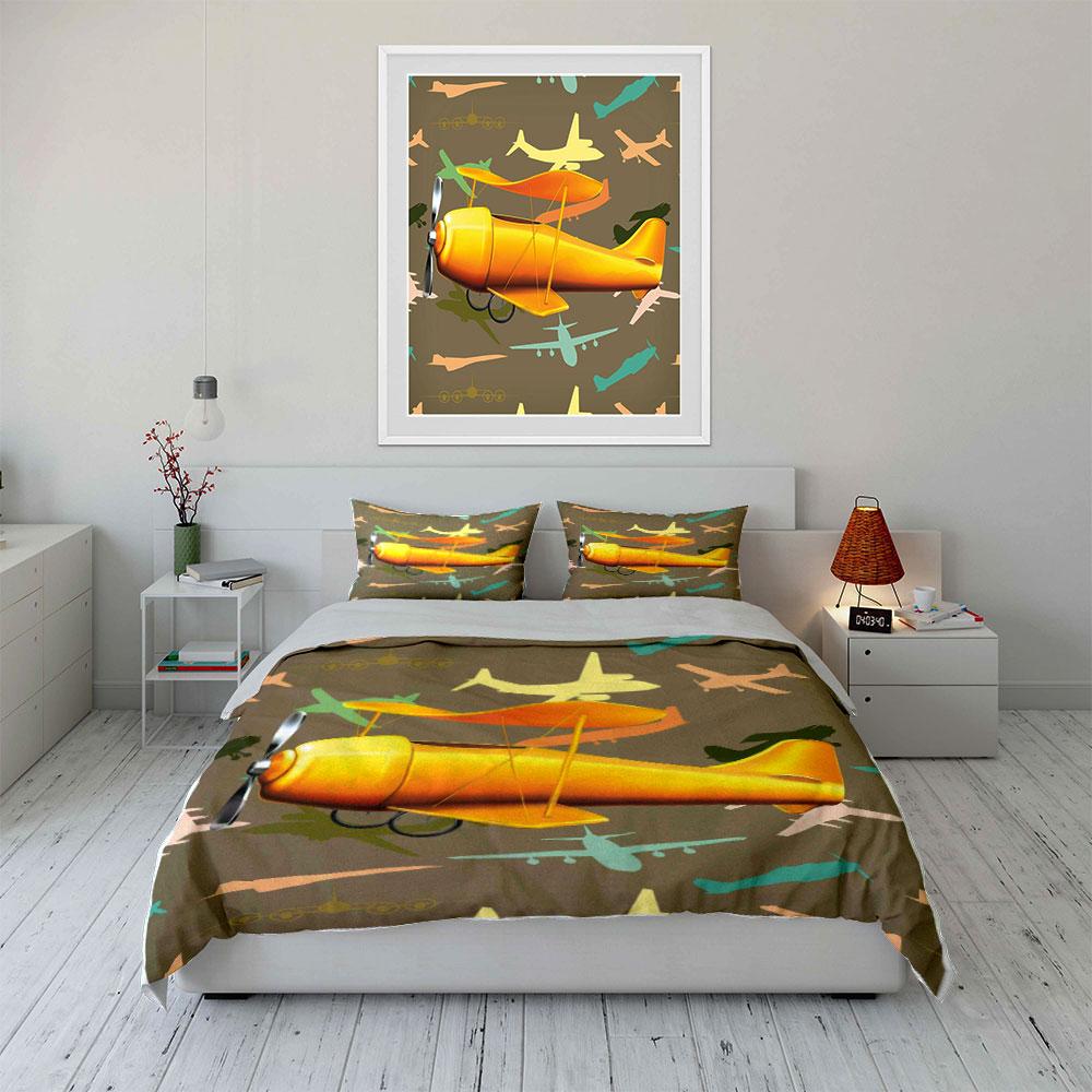 Airplanes in vibrant colors. Bedding sets Duvet cover sets Duvet covers Pillowcases(1*Duvet Cover 2*Pillowcases without duvet insert)