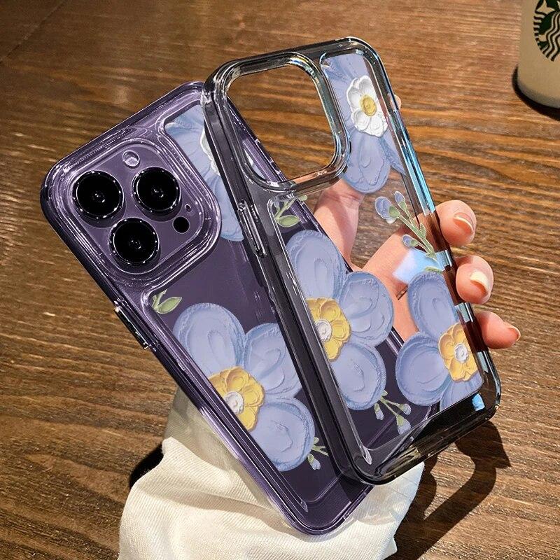 Oil Painting Flower Phone Case For iPhone 14 Pro Max Case For iPhone 11 12 13 Pro Max XR XS Max 7 8 14 Plus SE Shockproof Cover
