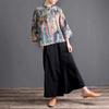 2026 Artistic Cotton Linen Plus Size Wide Leg Elastic Waist Culottes Skirt Pants for Women