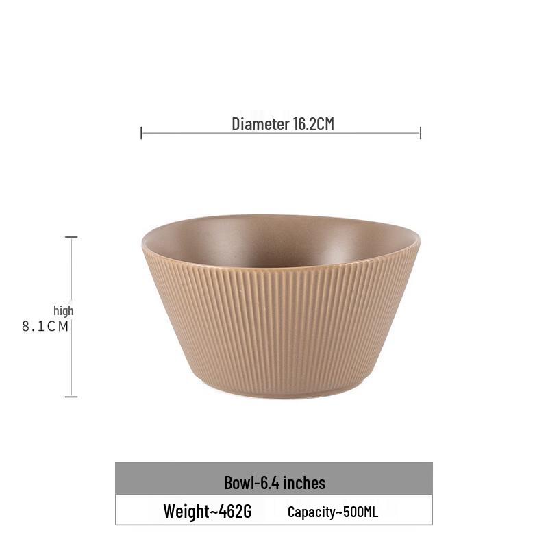 abay Striped Douli Ceramic Rice & Noodle Bowl Set