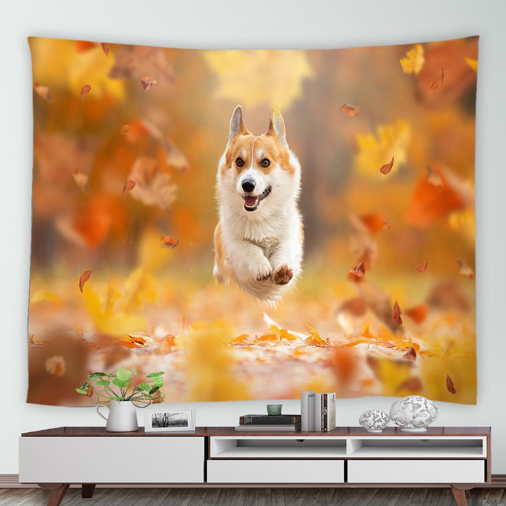 Psychedelic Forest Nature Rural Tapestry Home Landscape Wall Art Mural Blanket Yellow Red Maple Autumn Tapestry