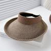 Big Brim Empty Top Straw Hat Women Summer Anti-Uv Protection Sunscreen Sun Hat Foldable Roll Up Shades Outdoor Cycling Beach Cap