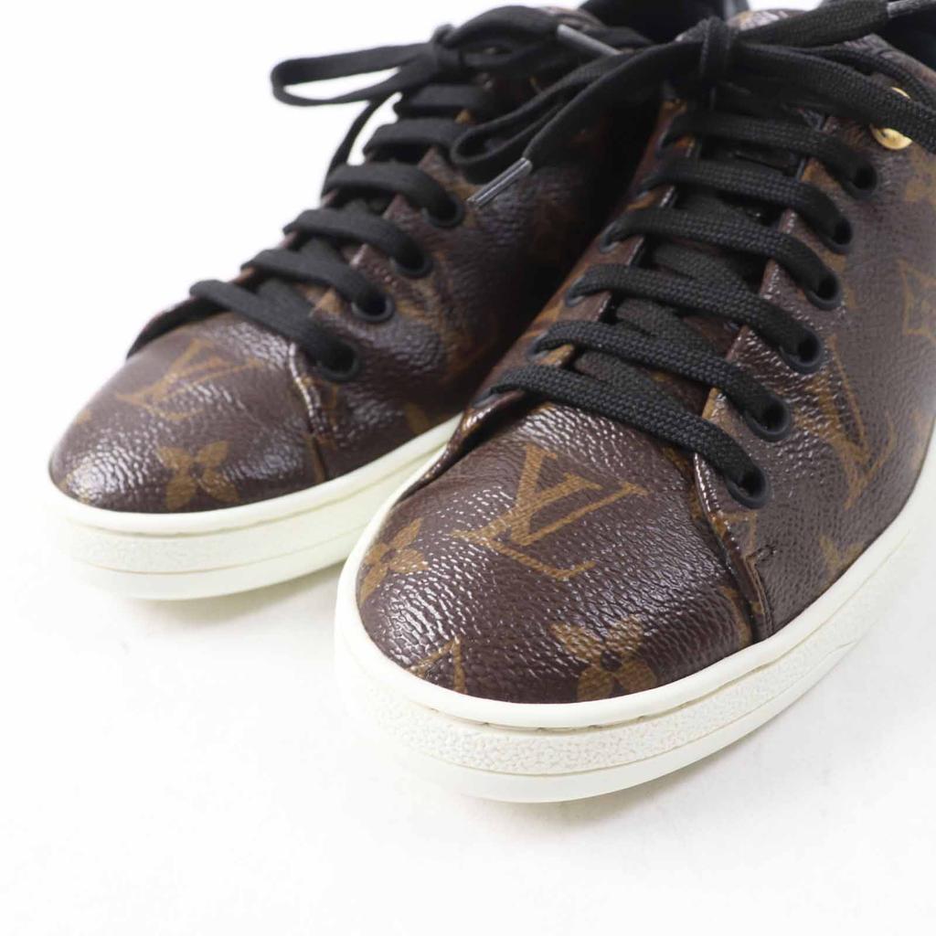 Great LOUIS VUITTON sneakers Front row line Brown Monogram canvas Women 35.5 Used