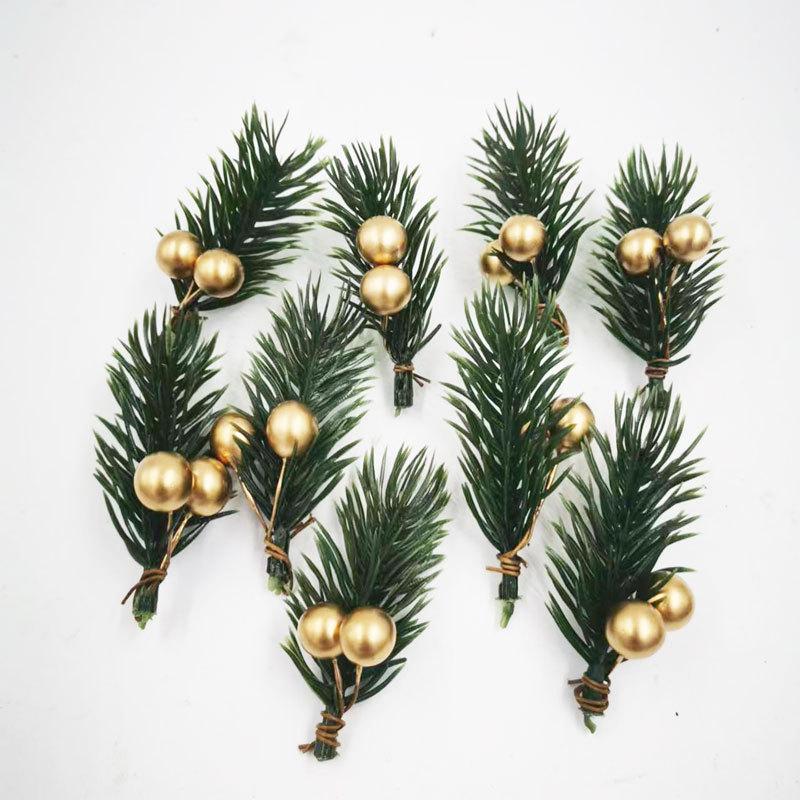 Artificial Pine Needle Greenery & Red Berry Bouquet for Holiday DIY & Gift Packaging