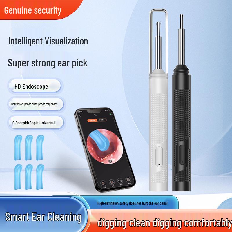 

High-Definition Luminous Smart Ear Pick - Visual Ear Cleaning Tool for Children Black X2 + 4 Ear Covers