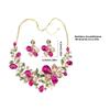 Fashionable Zinc Alloy Floral Jewelry Set with Rhinestones Comfort Fit Necklace And Earrings For Versatile Outfits
