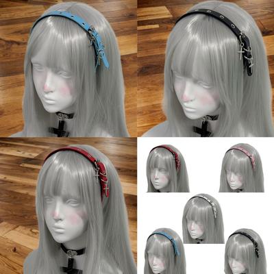 Fascia in pelle con design a croce punk gotico per donna uso quotidiano cosplay moda Y2K