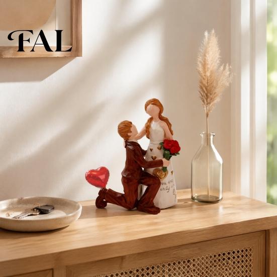 Handcrafted Resin Ornament for Home Faceless Wedding Couple Figurine, Statue, Romantic Proposal Artistic Decor Various Interior Styles Sculpture