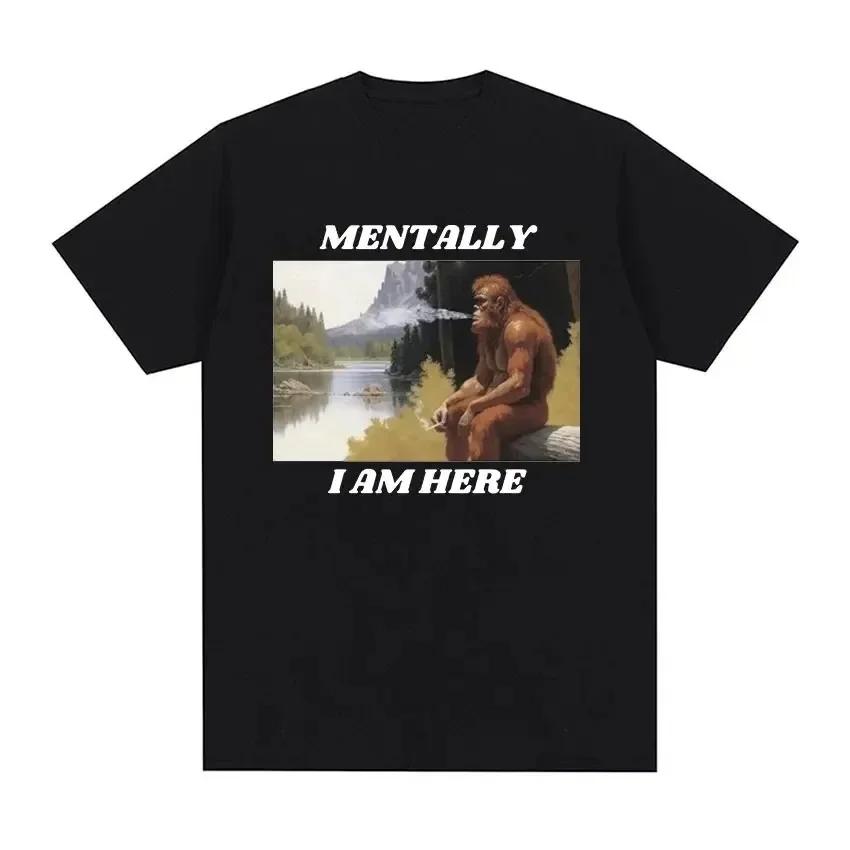 

Mentally I Am Here Monkey Funny Meme Pattern T-shirt Women s Retro Fashion Short Sleeved T-shirt Y2k Female Clothing - Men s ... S разноцветный