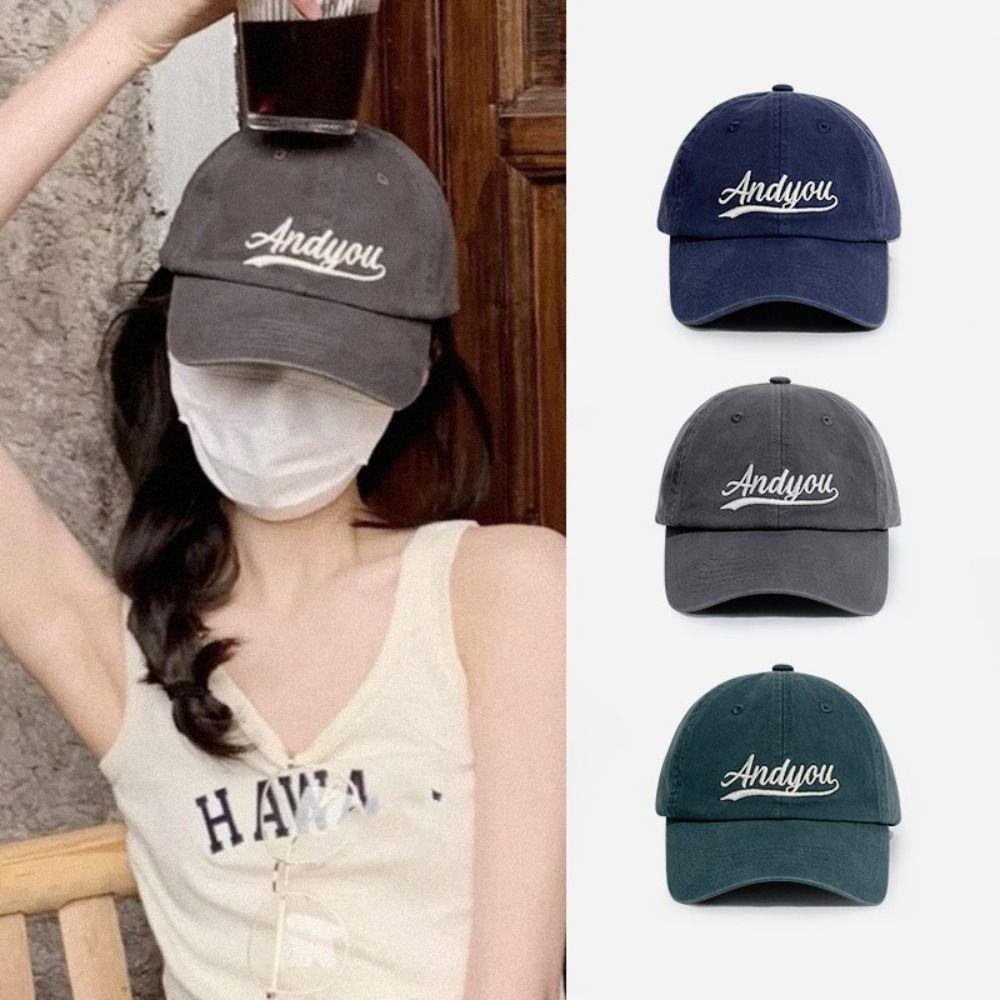 

Peaked Cap For Women Outdoor Andyou Snapback Hat Korean Style Cap Visors Cap Letters Baseball Cap темно-синий