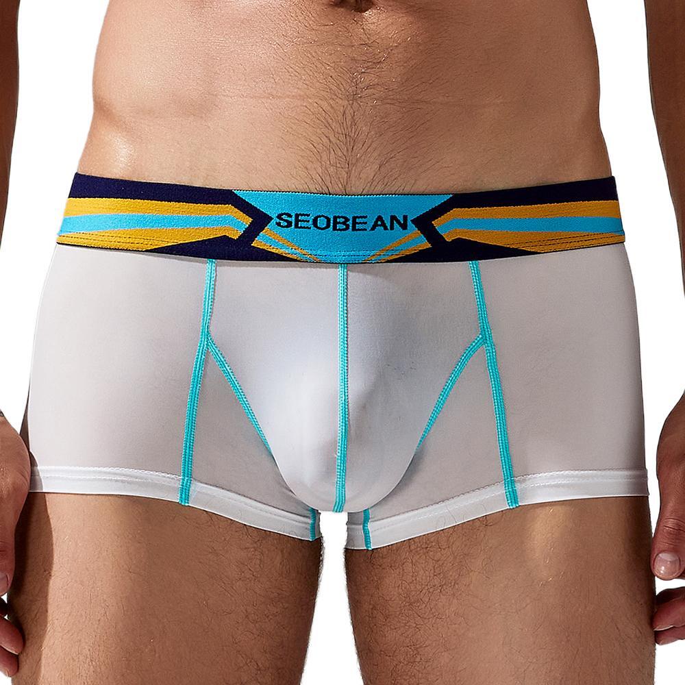 Men's Low Rise Ice Silk Boxer Briefs Quick Dry Athletic Underwear Breathable Sport Trunks for Men
