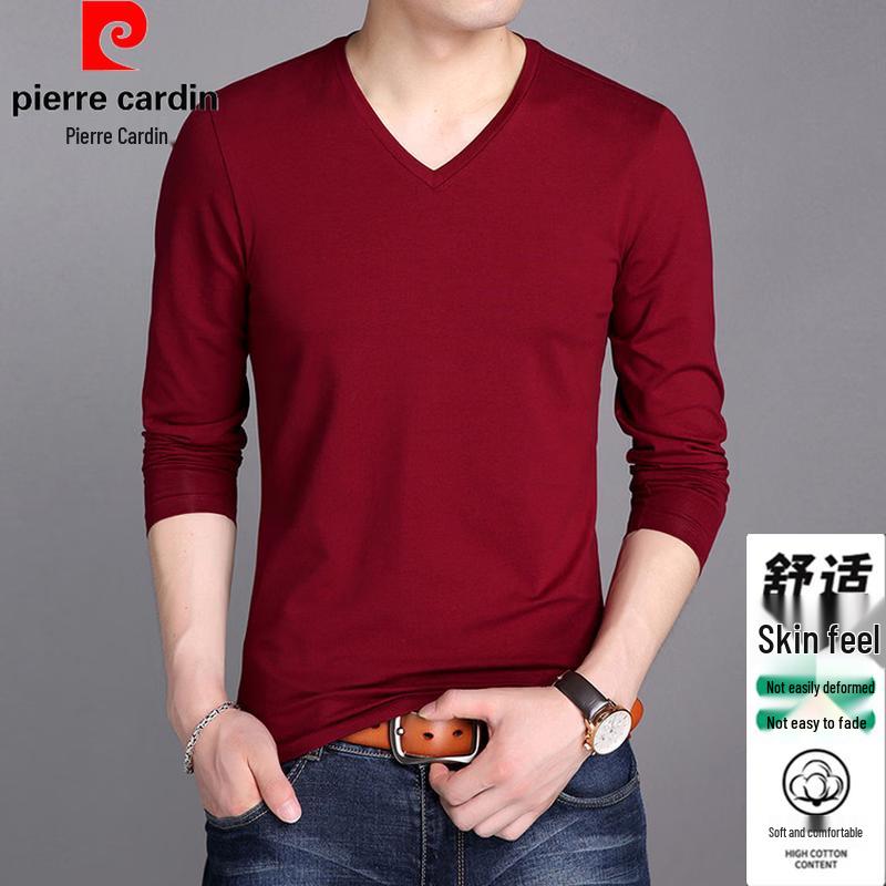 Pierre Cardin Men's Slim Fit V-Neck Long Sleeve T-Shirt