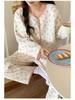 Layered Long Sleeve Cotton Quilted Pajamas Set for Women - Autumn/Winter Casual Cardigan Homewear
