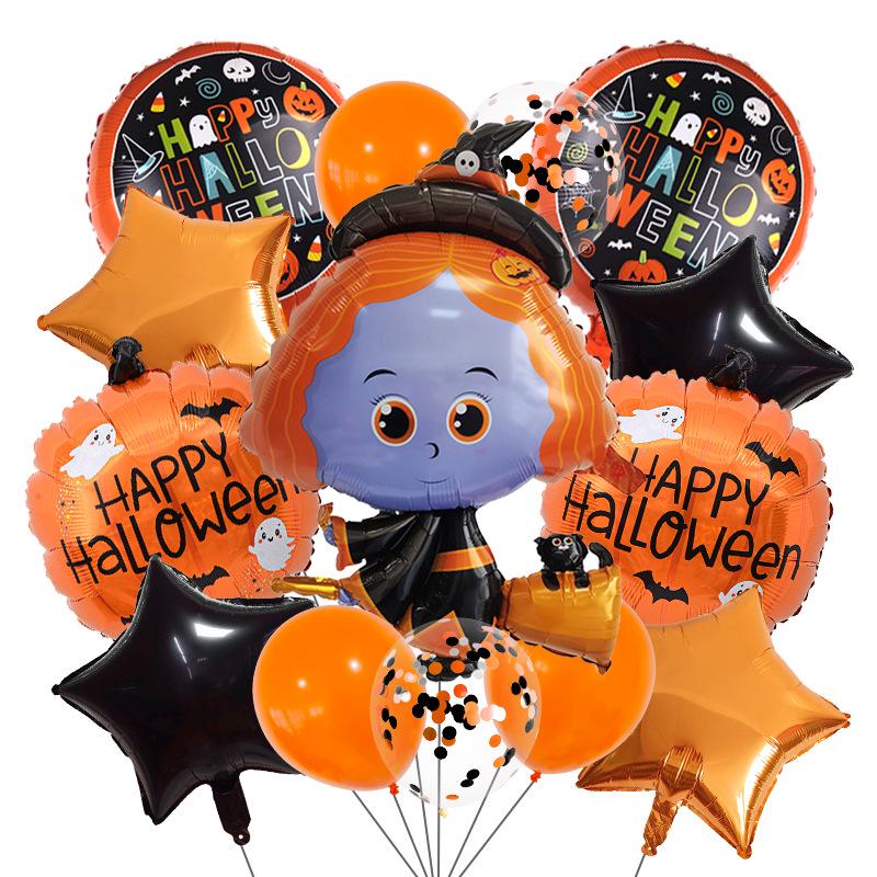Halloween Ghost Witch Bat Pumpkin Foil Balloon Set