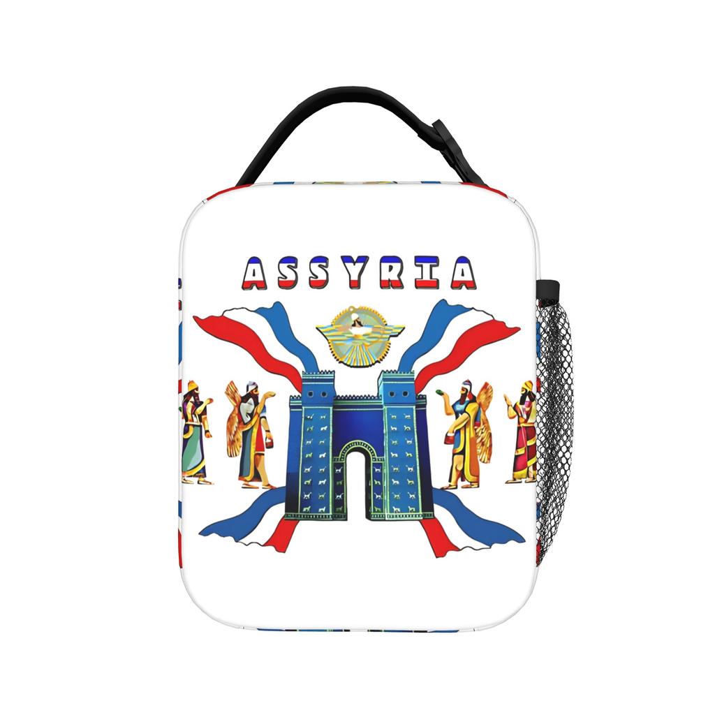 Assyrian Flag Lunch Bag School Lunch Box For Women Leisure Print Thermal Tote Handbags Waterproof Portable Zipper Cooler Bag