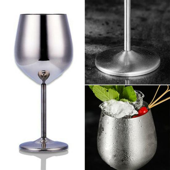 530ml Stainless Steel Glass Red Wine Whisky Home Goblet Bar Juice Drink Cup