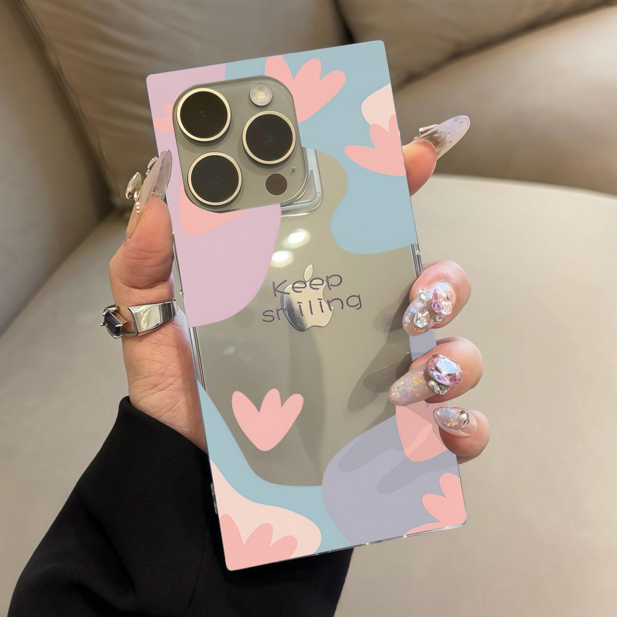 

Прозрачный чехол с квадратной задней защитой для iPhone 12 13 16 ProMax 14 Pro Max 15 Plus 11, защита от кислорода, чехол с узором Моранди в стиле Весеннего фестиваля iphone 13