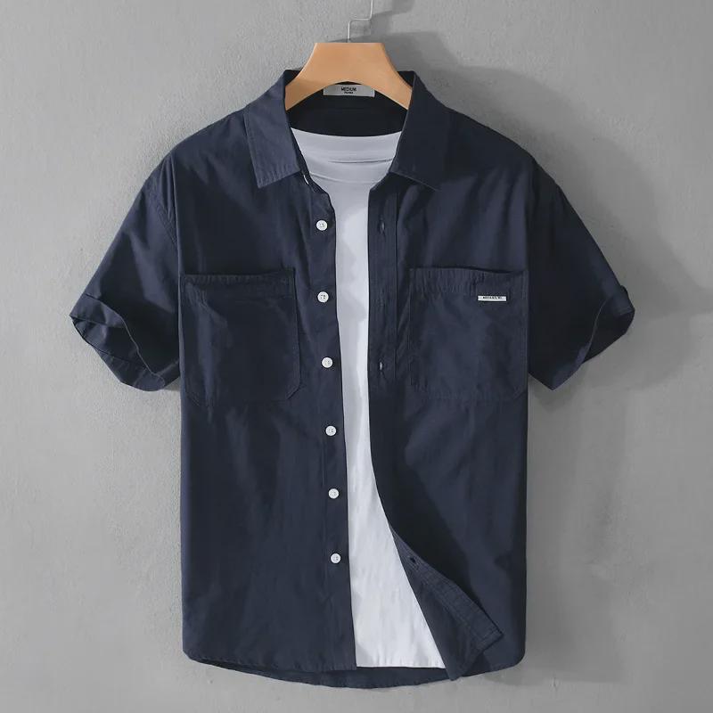 Men's Summer Casual Short-Sleeve Comfortable Loose-Fit Shirt - Versatile Fresh Workwear 706
