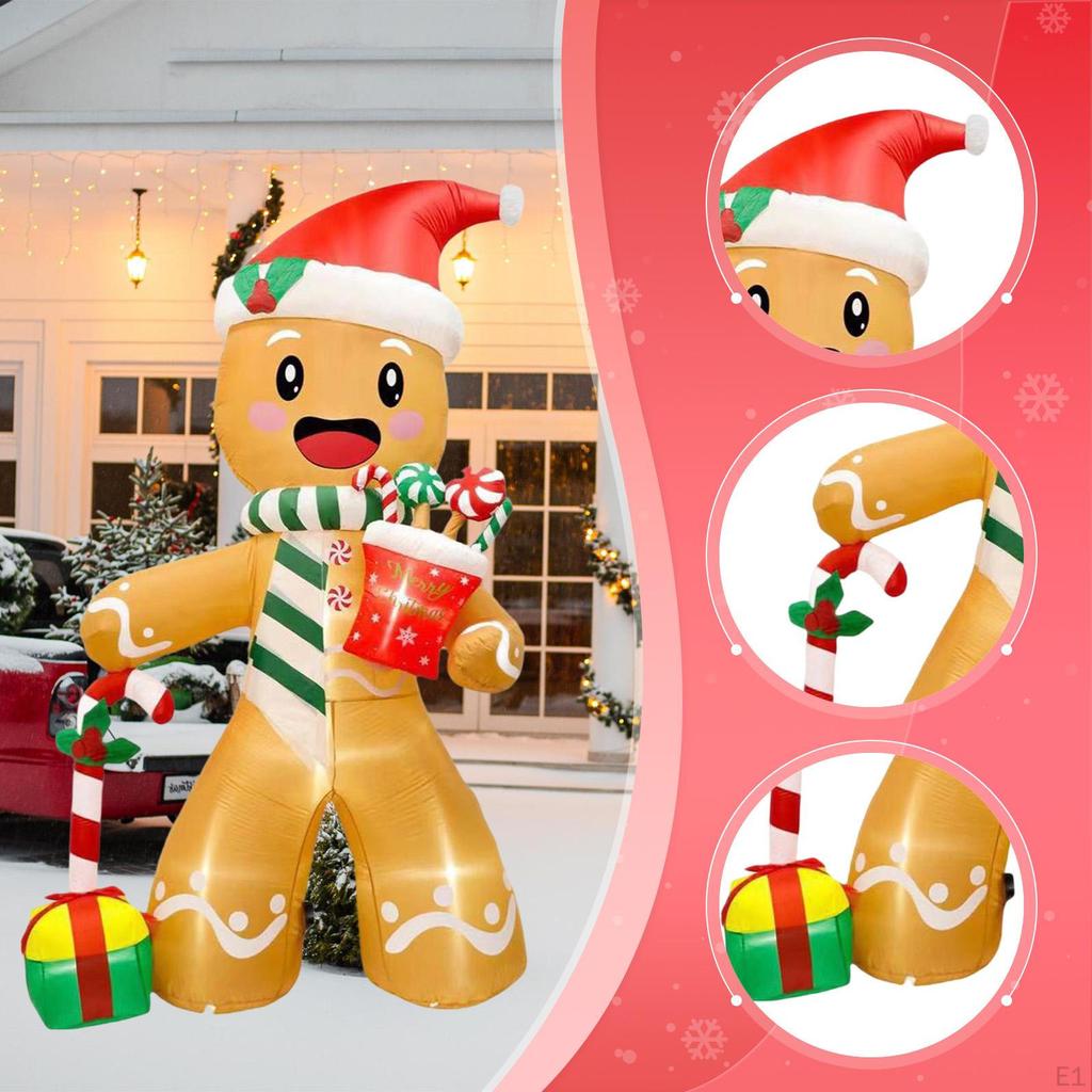 Christmas Inflatable Gingerbread Man with Candy Cane for Balcony