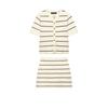 2026 Spring European-Style Striped Knit Cardigan with Half Skirt