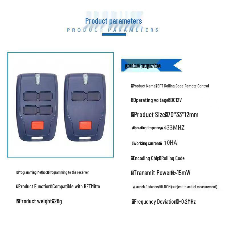 315M Wireless Remote Control for Garage Door Motor, 433M Clone Transmitter Rolling Door Remote Control.