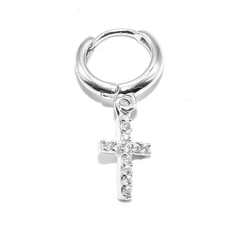 Rhinestone Cross Hoop Earrings - Hip Hop Style for Men & Women