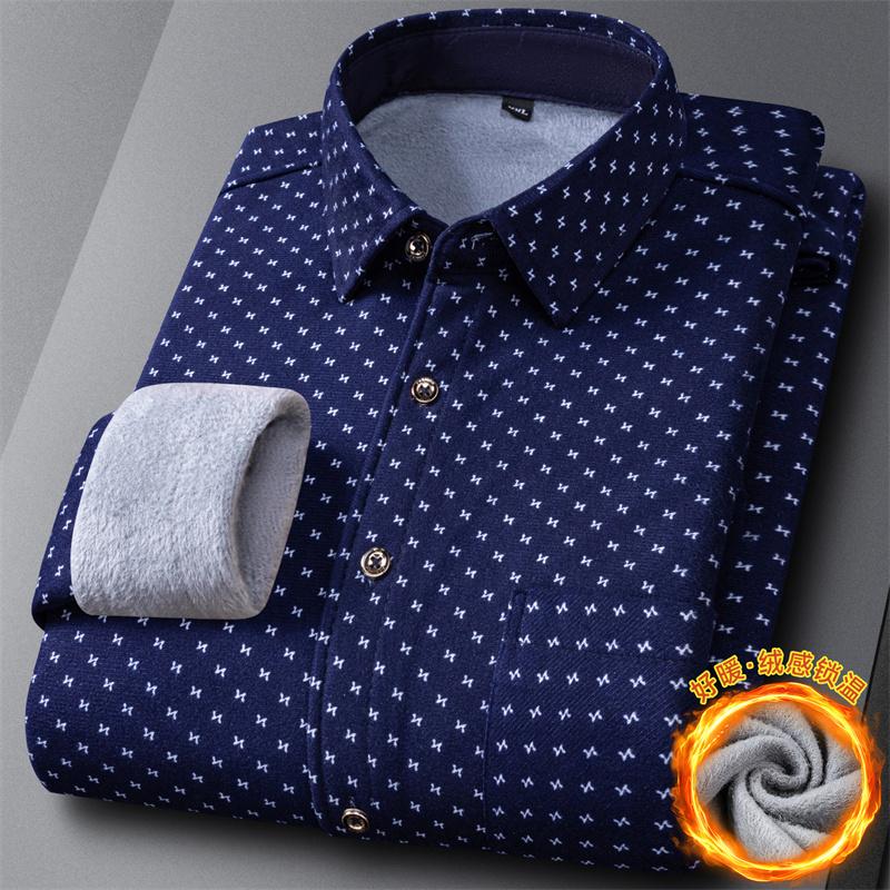 New Fashion Men's Double-sided Fleece Shirt Long Sleeve Thickened Autumn Winter Plaid Print Versatile Casual Daily Home Big 6XL