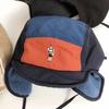 Japanese Style 5-Panel Bomber Hats Men Women Autumn Winter Fleece Ear Protection Baseball Cap Color Matching Warm Ski Pilot Hat