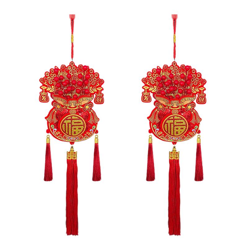 Lucky Bag Shape Chinese New Year Decoration Traditional Design With Tassel Spring Festival Pendants Three-Dimensional Widely Use