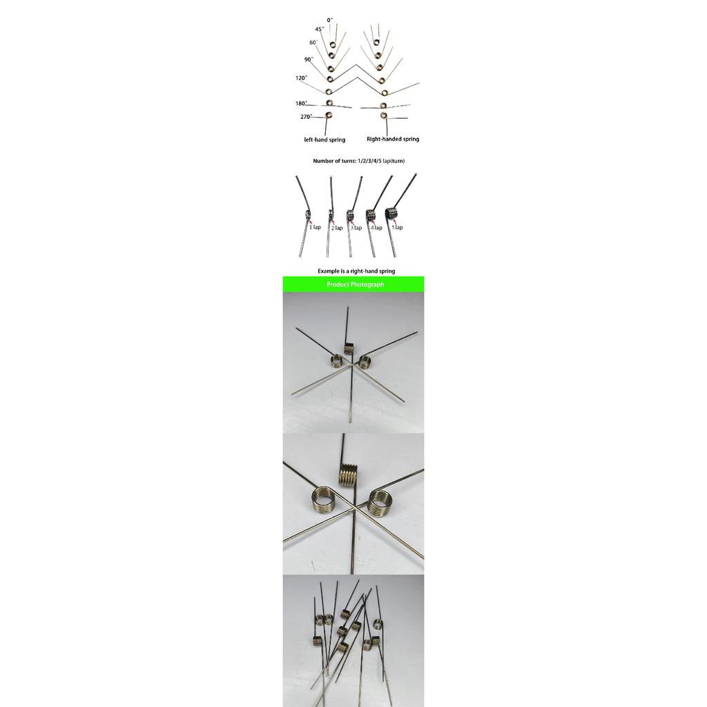 10PCS Wire diameter 0.8mm Left Rotation Spring left Torsion Spring Return And Reset V-shaped Spring laps1/2/3/4/5lap 304SUS