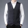 Men S Middle Age Sleeveless Knitted Cardigan Jacquard Dad Vest