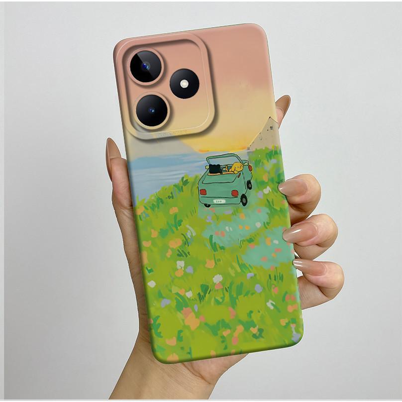 For Realme C51 C53 Case RMX3830 RMX3760 Shell Pretty Flower Full Back Cover for RealmeC51 C53 C61 C63 C 51 S Soft Silicone Funda