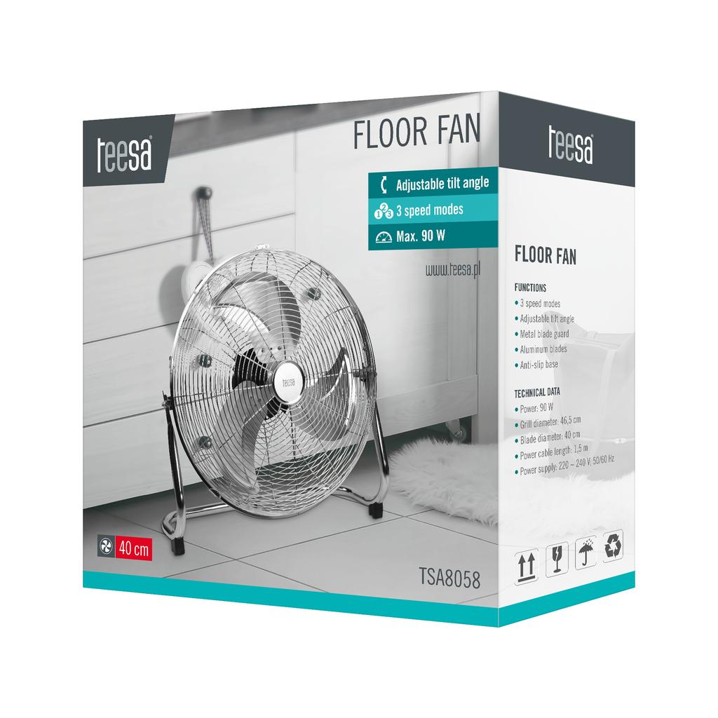 Teesa 40cm floor fan workshop circulator powerful 90W