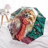 1 PC Automatic Folding Umbrella - Pomeranian Pattern, Portable & Foldable Design with 8 Ribs, Christmas Birthday Gifts