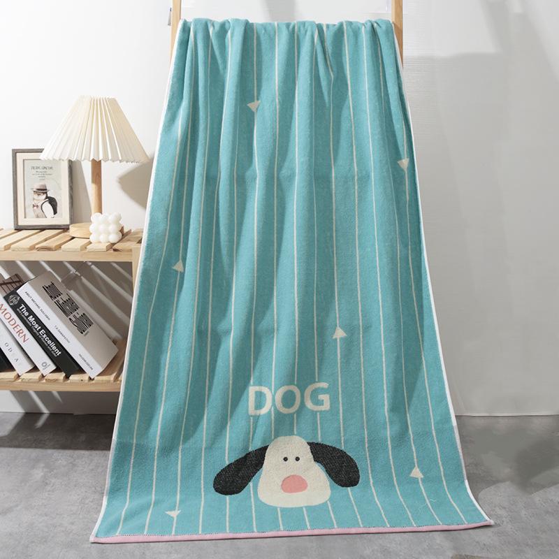 Luxury Yarn-Dyed Jacquard Cotton Bath Towel - Soft, Absorbent, Thick, and Large