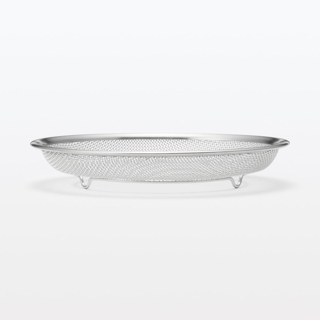 MUJI Stainless Steel Flat Colander, M, Approx. Diameter 19.5 X