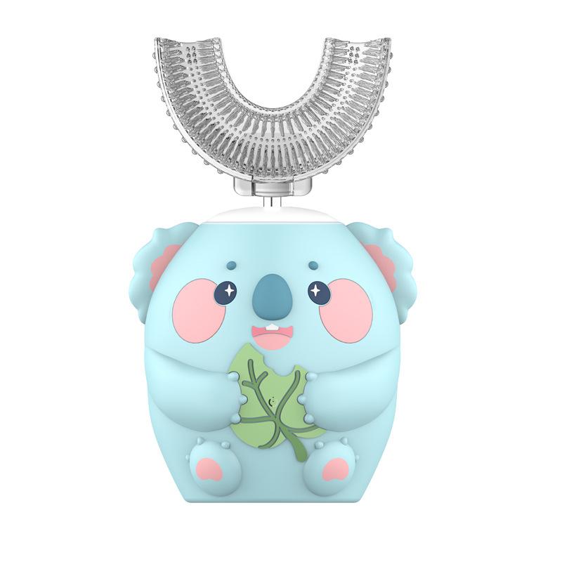360 Degrees U Shaped Children Electric Toothbrush Cartoon for Kids Smart Automatic Sonic Toothbrush USB Charging Blue Light IPX7