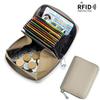 Card bag, leather RFID Japanese change bag, zipper card cover, women's organ card bag, large capacity