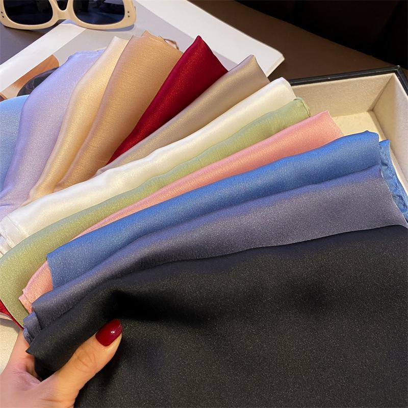 Women's Versatile Long Silk-Like Scarf: Spring Summer Solid Color Neck Tie Accessory