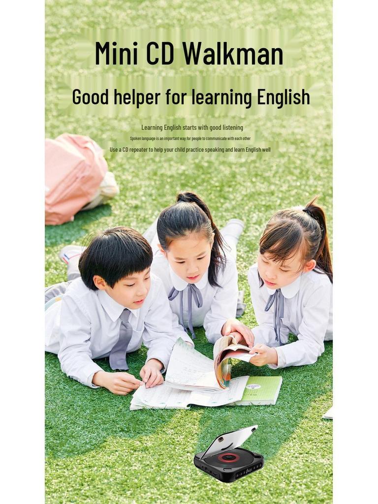 Portable Mini CD Player for Students - Simple English Learning and Audio Disc Playback