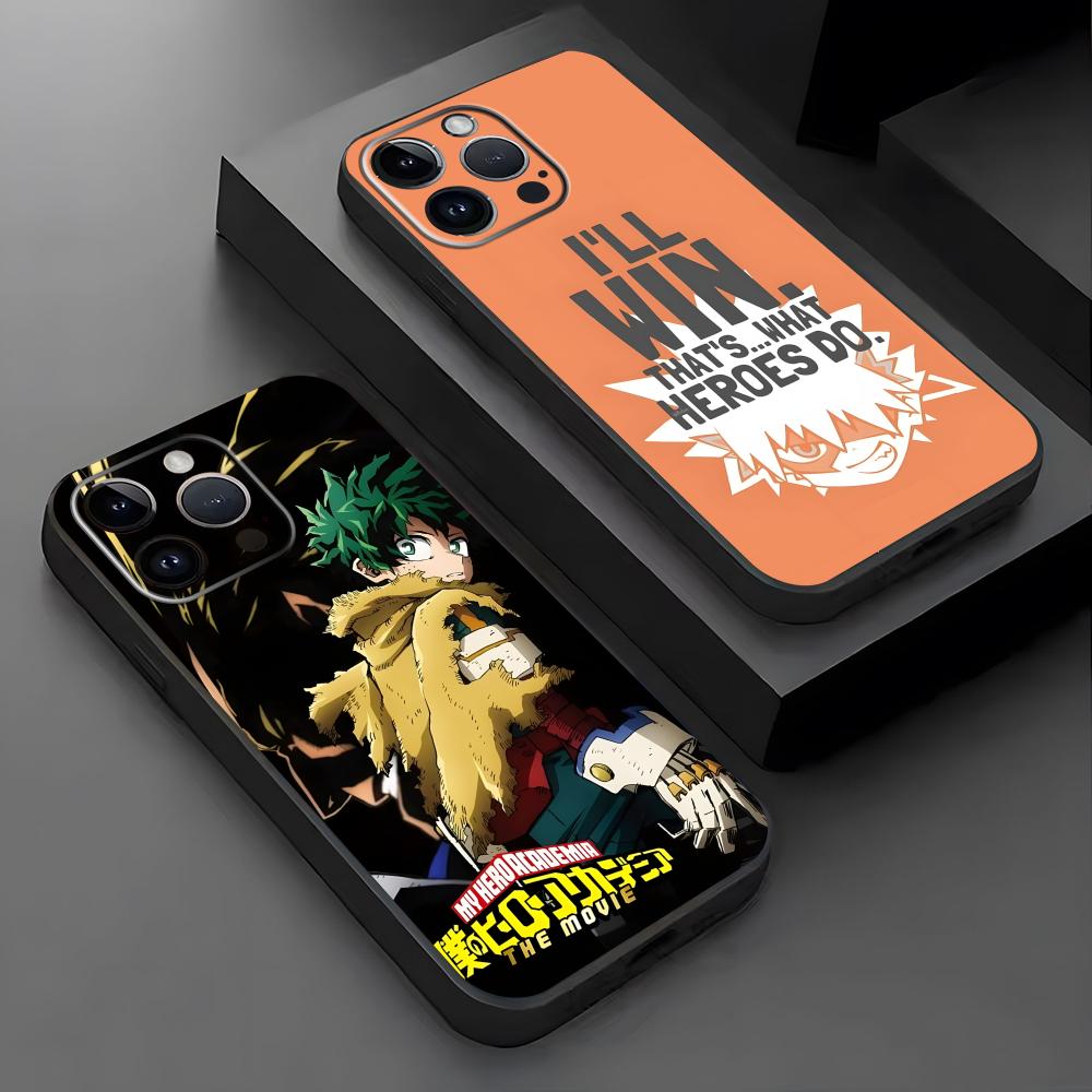Phone Case For iPhone 16 16e 15 14 13 12 11 Plus Mini Pro Max Deku My Hero Academia  Soft black Shockproof Cover