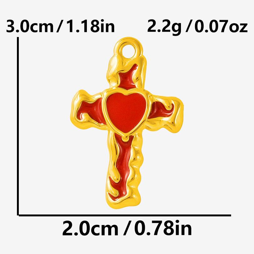2 Stück Roter Emaille/Strass Liebe Anhänger Edelstahl Herz Charm Für Schmuckherstellung Zubehör Großhandel Steampunk Öl Tropfen Charms