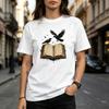 Vintage Crow Book Print Tshirt for Men Women Graphic Tees Casual Streetwear Tops
