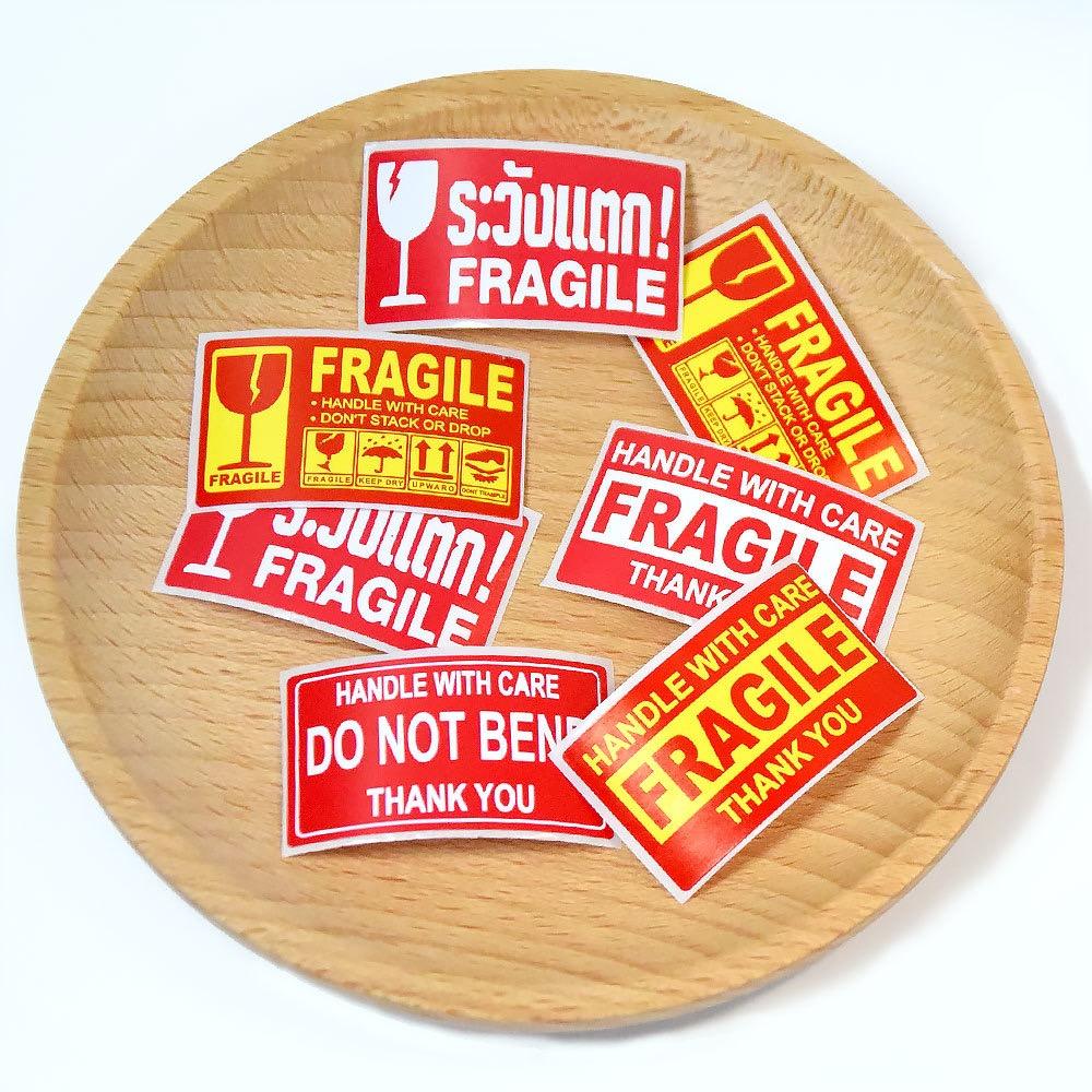 250pcs/roll,Fragile Warning Label, English Copperplate Sticker, Anti-removal Fragile Warning Label, Red Warning Label