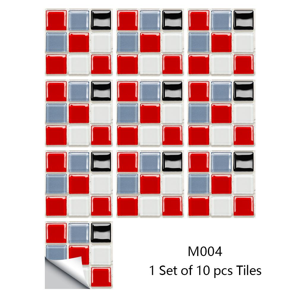 10Pcs/Set Self-Adhesive Mosaic Style Simulation Tile Wall Stickers Living Room Kitchen Bathroom Beautiful Seam Stickers Home Decorating Supplies
