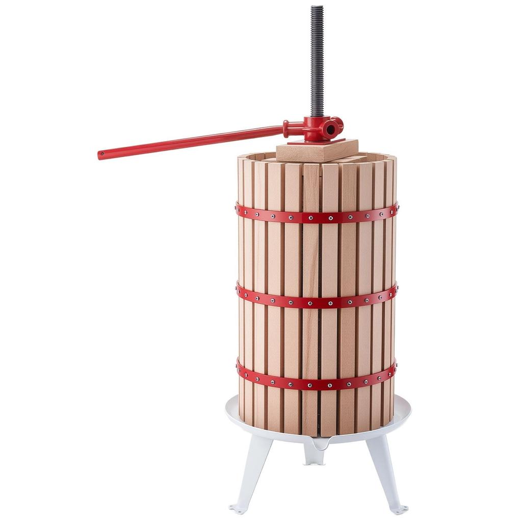 Fruit Wine Press, 7.93Gal/30L Manual Juice Maker, Solid Beech Wood Basket, Vintage Traditional Juicer with 6 Press Wooden Blocks, 2 Filter Bags, Heavy