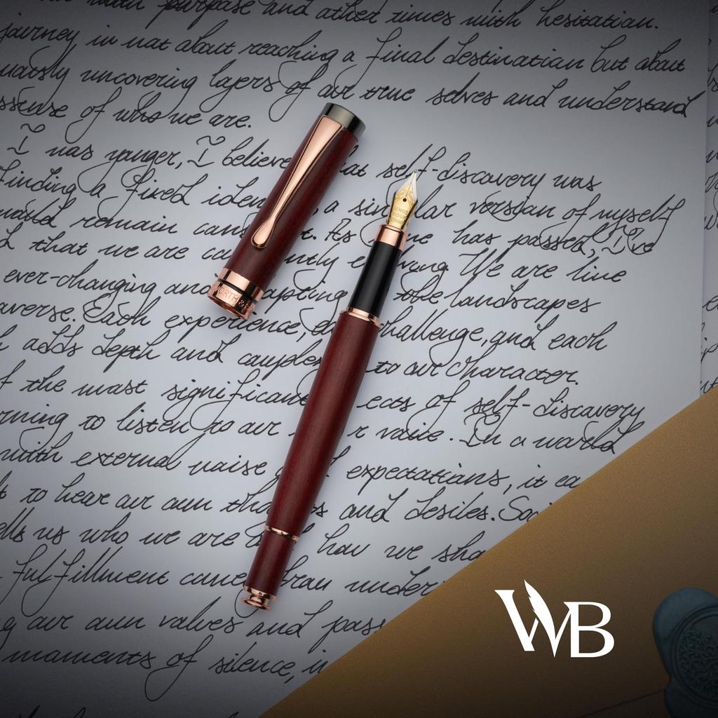 Wordsworth Caneta Tinteiro Preta Presente Tinta 6 Tintas Tinta e 4 Substituições Premium Escrita Suave & Conjunto, Frasco, Cartuchos, Conversor, Pontas, Bambu,