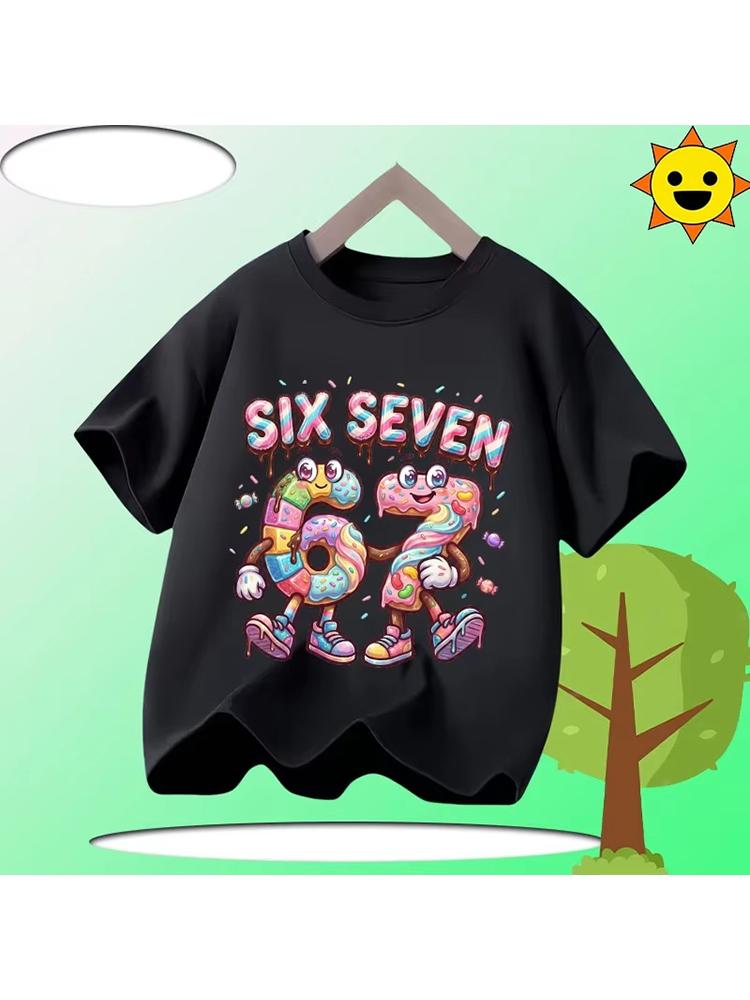 Kids Black Six Seven 67 Candy Donut Cartoon TShirt Soft Cotton Cute Casual Teedf0204 100