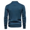 New Men's Pure Color Lapel Jacquard High Neck Knitted Cardigan Autumn Casual Versatile Coat