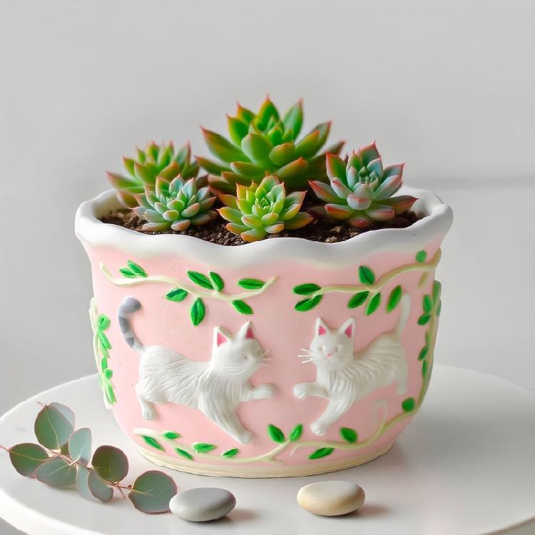 Multifunktionale Silikon-Handgefertigte Form Haustier-Tier-Muster Blumentopf-Formen Geeignet für Harz-Schmuck-Pflanzgefäße Projekte